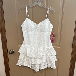 Emerald Sundae White Eyelet Mini Dress